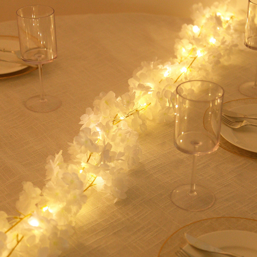 LED Artificial Flower Garland String Lights