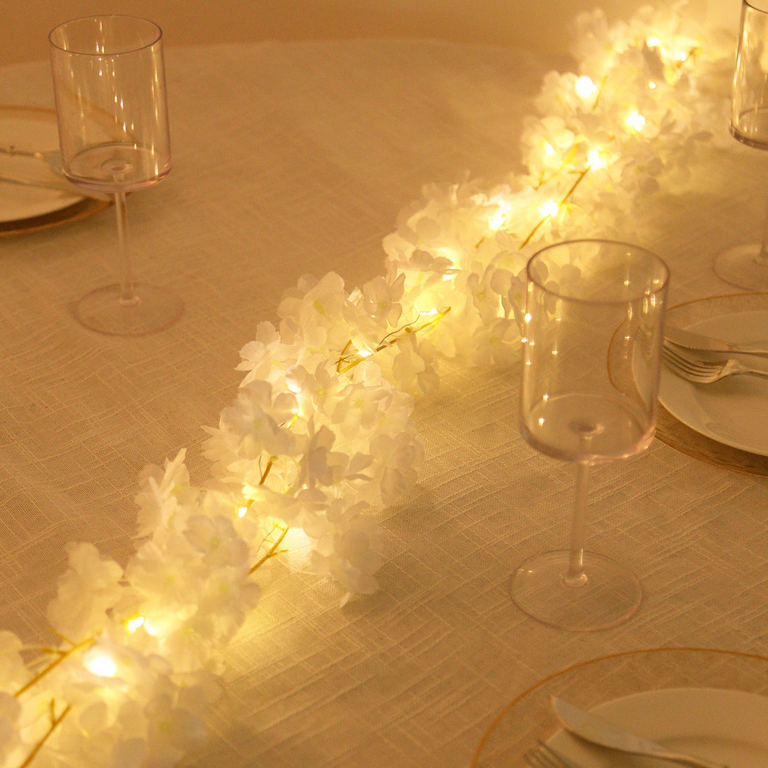 LED Artificial Flower Garland String Lights